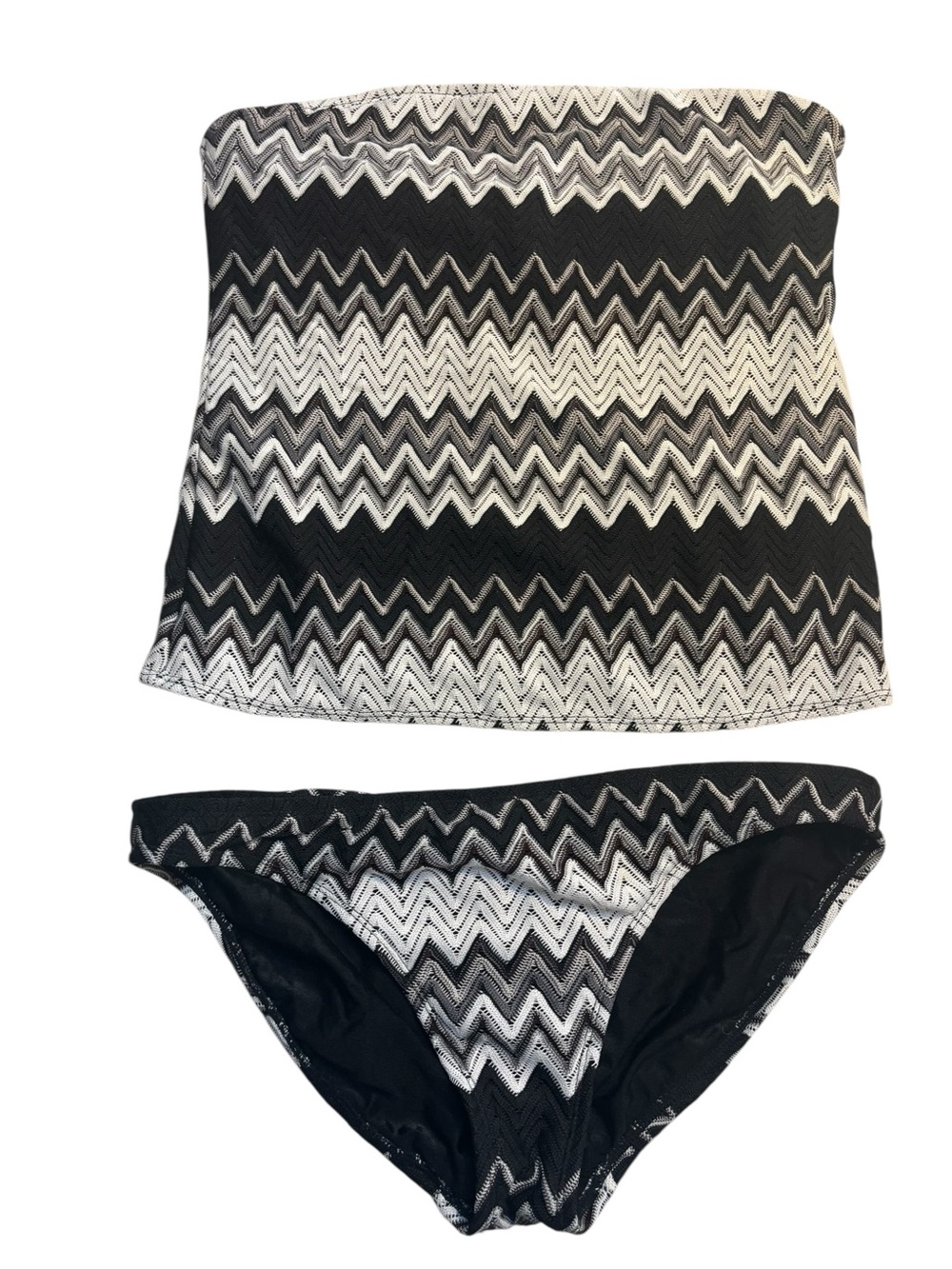 Missoni for Target Bikini Set Large Black White Grey Chevron Zigzag Strapless
